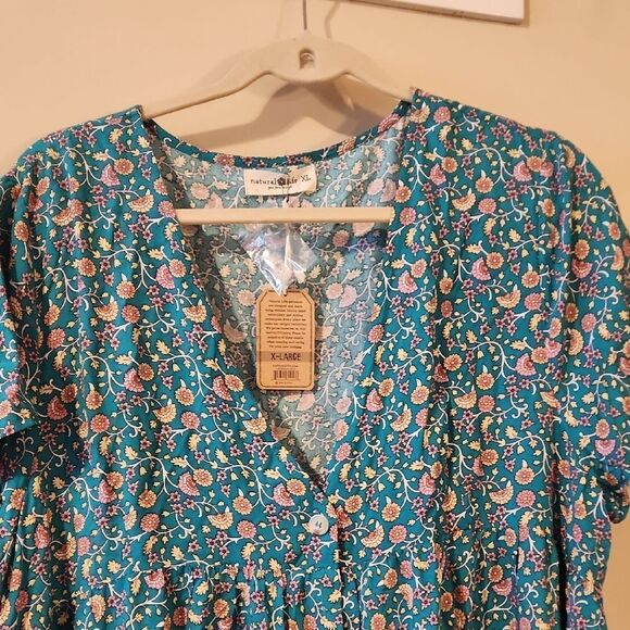 Natural Life XL NWT BOHO DRESSFloral Blue Maxi Dress - Picture 1 of 5